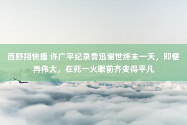 西野翔快播 许广平纪录鲁迅谢世终末一天，即便再伟大，在死一火眼前齐变得平凡