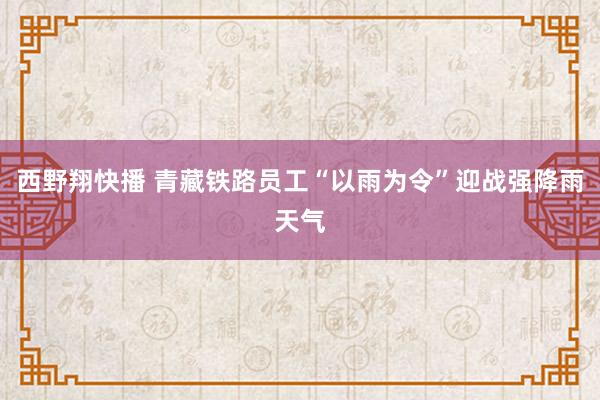 西野翔快播 青藏铁路员工“以雨为令”迎战强降雨天气