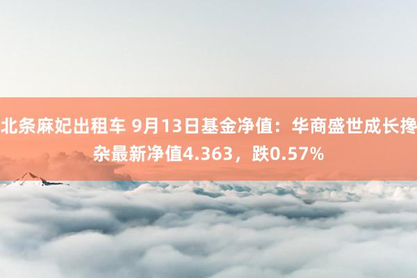 北条麻妃出租车 9月13日基金净值：华商盛世成长搀杂最新净值4.363，跌0.57%