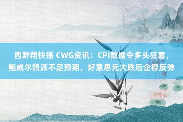 西野翔快播 CWG资讯：CPI数据令多头狂喜，鲍威尔鸽派不足预期，好意思元大跌后企稳反弹