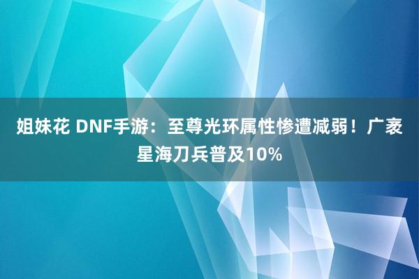 姐妹花 DNF手游：至尊光环属性惨遭减弱！广袤星海刀兵普及10%