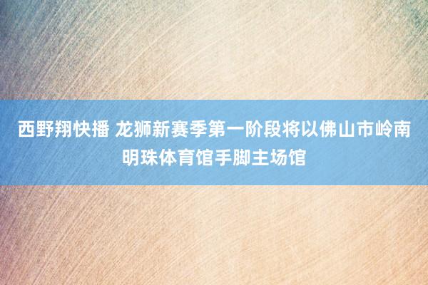 西野翔快播 龙狮新赛季第一阶段将以佛山市岭南明珠体育馆手脚主场馆