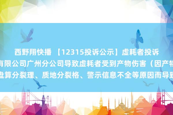 西野翔快播 【12315投诉公示】虚耗者投诉大金空调本领（中国）有限公司广州分公司导致虚耗者受到产物伤害（因产物盘算分裂理、质地分裂格、警示信息不全等原因而导致虚耗者受到产物伤害）问题