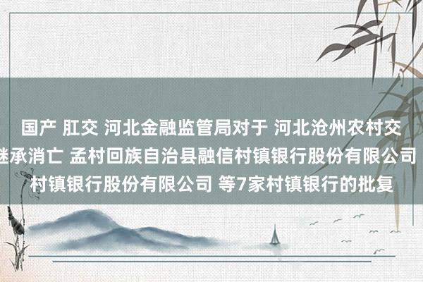 国产 肛交 河北金融监管局对于 河北沧州农村交易银行股份有限公司继承消亡 孟村回族自治县融信村镇银行股份有限公司 等7家村镇银行的批复