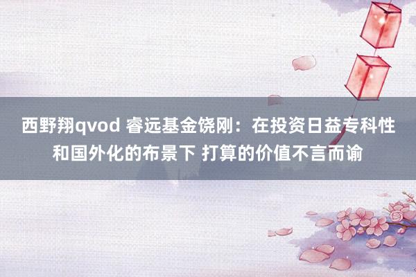 西野翔qvod 睿远基金饶刚：在投资日益专科性和国外化的布景下 打算的价值不言而谕