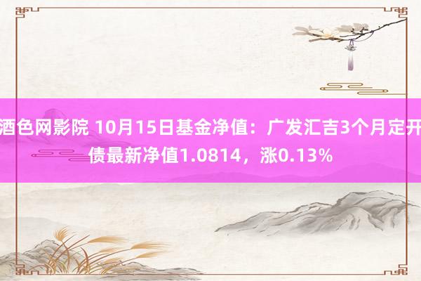 酒色网影院 10月15日基金净值：广发汇吉3个月定开债最新净值1.0814，涨0.13%