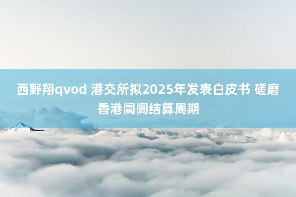 西野翔qvod 港交所拟2025年发表白皮书 磋磨香港阛阓结算周期