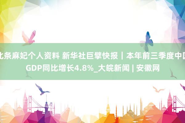 北条麻妃个人资料 新华社巨擘快报｜本年前三季度中国GDP同比增长4.8%_大皖新闻 | 安徽网