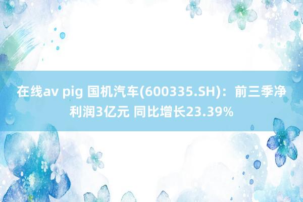 在线av pig 国机汽车(600335.SH)：前三季净利润3亿元 同比增长23.39%