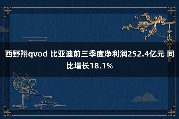 西野翔qvod 比亚迪前三季度净利润252.4亿元 同比增长18.1%