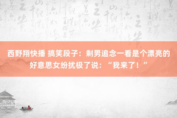 西野翔快播 搞笑段子：剩男追念一看是个漂亮的好意思女纷扰极了说：“我来了！”