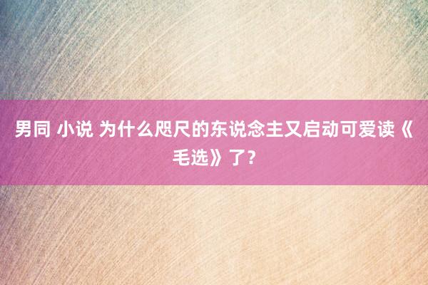 男同 小说 为什么咫尺的东说念主又启动可爱读《毛选》了？