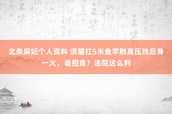 北条麻妃个人资料 须眉扛5米鱼竿触高压线后身一火，谁担责？法院这么判