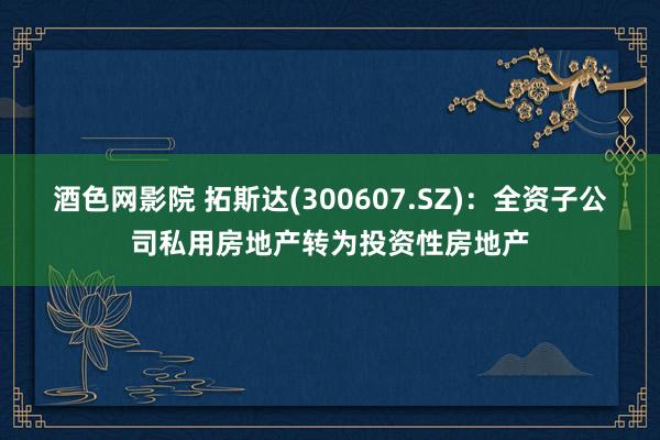 酒色网影院 拓斯达(300607.SZ)：全资子公司私用房地产转为投资性房地产