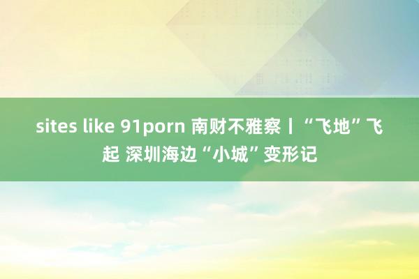 sites like 91porn 南财不雅察丨“飞地”飞起 深圳海边“小城”变形记