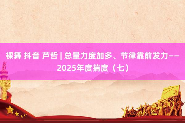 裸舞 抖音 芦哲 | 总量力度加多、节律靠前发力——2025年度揣度（七）