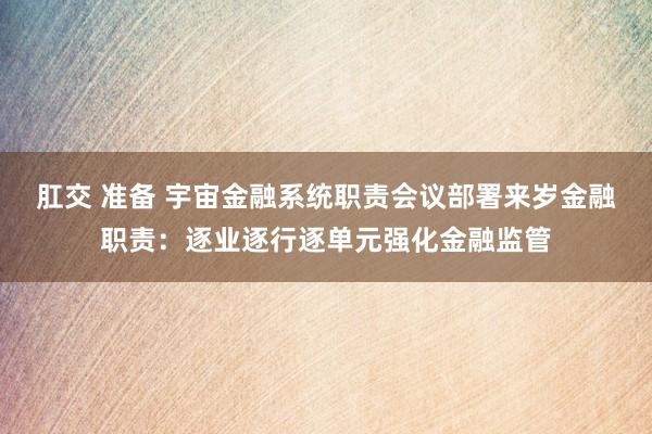 肛交 准备 宇宙金融系统职责会议部署来岁金融职责：逐业逐行逐单元强化金融监管