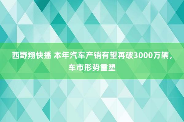 西野翔快播 本年汽车产销有望再破3000万辆，车市形势重塑