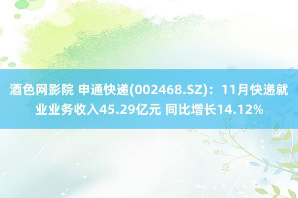 酒色网影院 申通快递(002468.SZ)：11月快递就业业务收入45.29亿元 同比增长14.12%