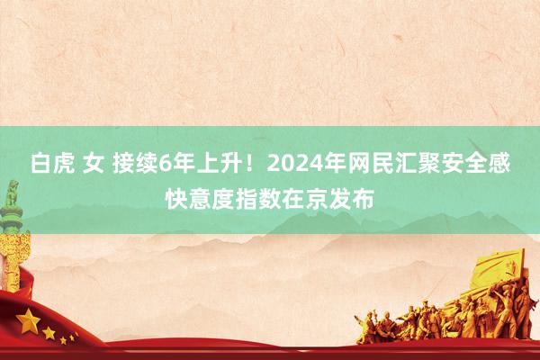 白虎 女 接续6年上升！2024年网民汇聚安全感快意度指数在京发布