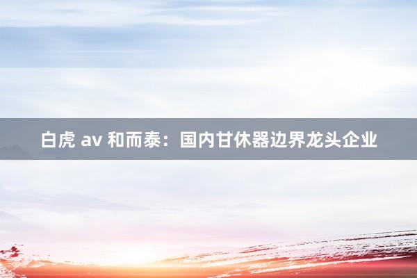 白虎 av 和而泰：国内甘休器边界龙头企业