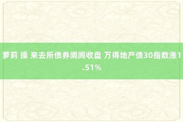 萝莉 操 来去所债券阛阓收盘 万得地产债30指数涨1.51%