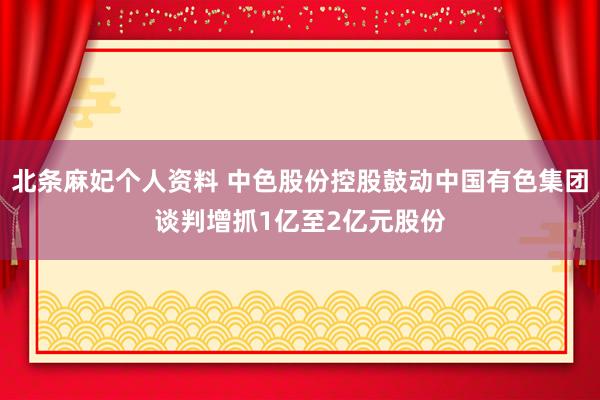 北条麻妃个人资料 中色股份控股鼓动中国有色集团谈判增抓1亿至2亿元股份