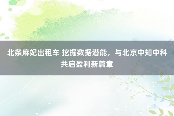 北条麻妃出租车 挖掘数据潜能，与北京中知中科共启盈利新篇章