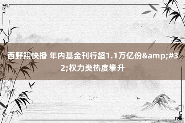 西野翔快播 年内基金刊行超1.1万亿份&#32;权力类热度攀升