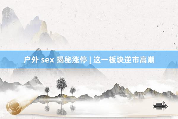 户外 sex 揭秘涨停 | 这一板块逆市高潮