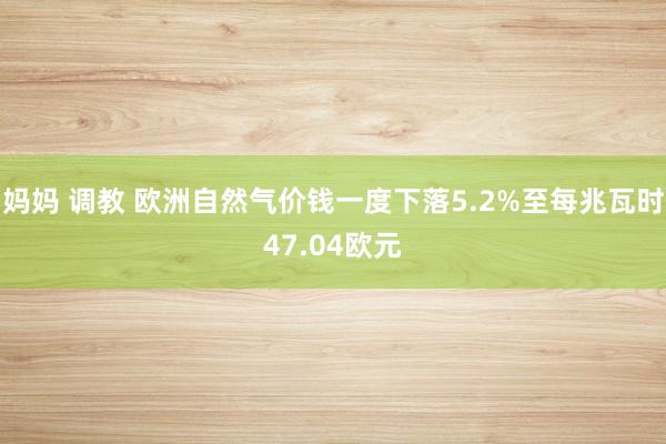 妈妈 调教 欧洲自然气价钱一度下落5.2%至每兆瓦时47.04欧元