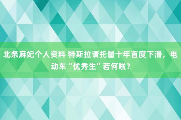 北条麻妃个人资料 特斯拉请托量十年首度下滑，电动车“优秀生”若何啦？