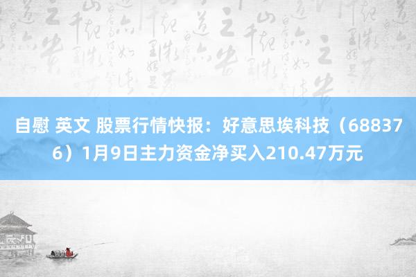 自慰 英文 股票行情快报：好意思埃科技（688376）1月9日主力资金净买入210.47万元