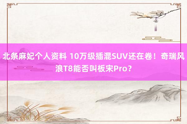 北条麻妃个人资料 10万级插混SUV还在卷！奇瑞风浪T8能否叫板宋Pro？